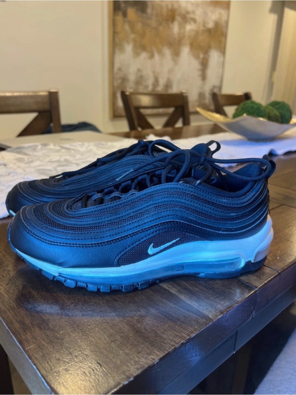 Nike Women's Air Max 97 Sneakers - Black with Blue Midsole